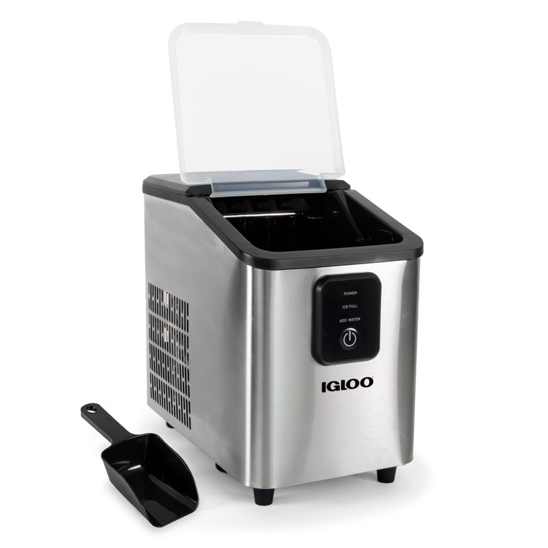 Igloo 26lb Self Cleaning Ice Maker Aqua, Silver