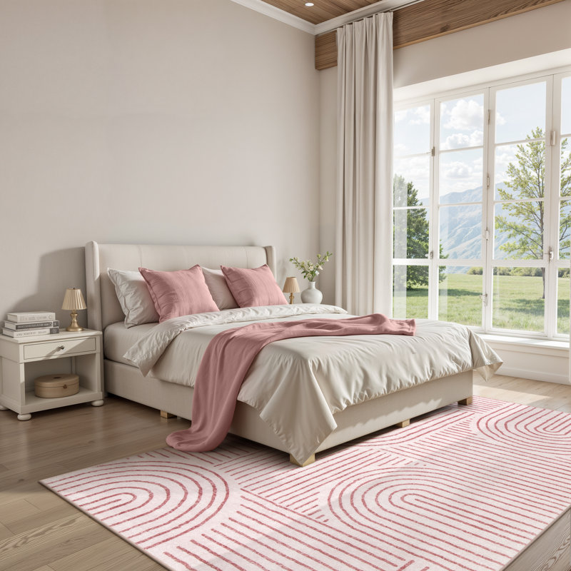 Abstract Washable Area Rug Soft Bedroom Rug for Living Room Ultra-Thin Non Slip Office Carpet, Rectangle 5' x 7'