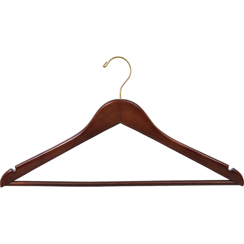 Wood Standard Hanger for Dress/Shirt/Sweater, Walnut/Brass, 25