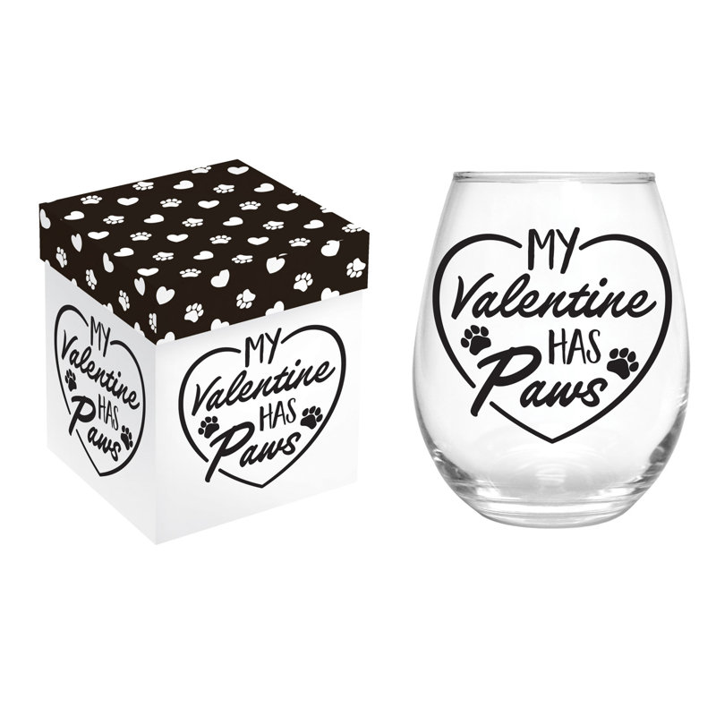 Boîte-cadeau en verre sans pied 17 oz. Valentine's Pet