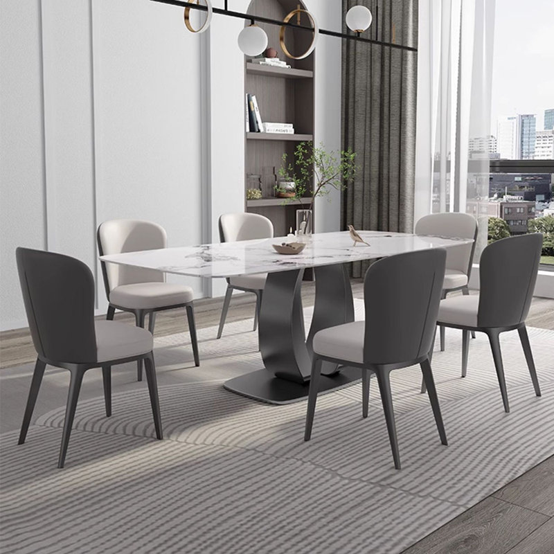 Light luxury simple rectangular dining table set, 29.5"H x 55.1"L x 31.5"W