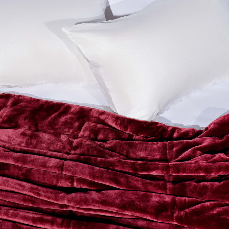 Vellux PlushLux Filled Blanket, King, Burgundy