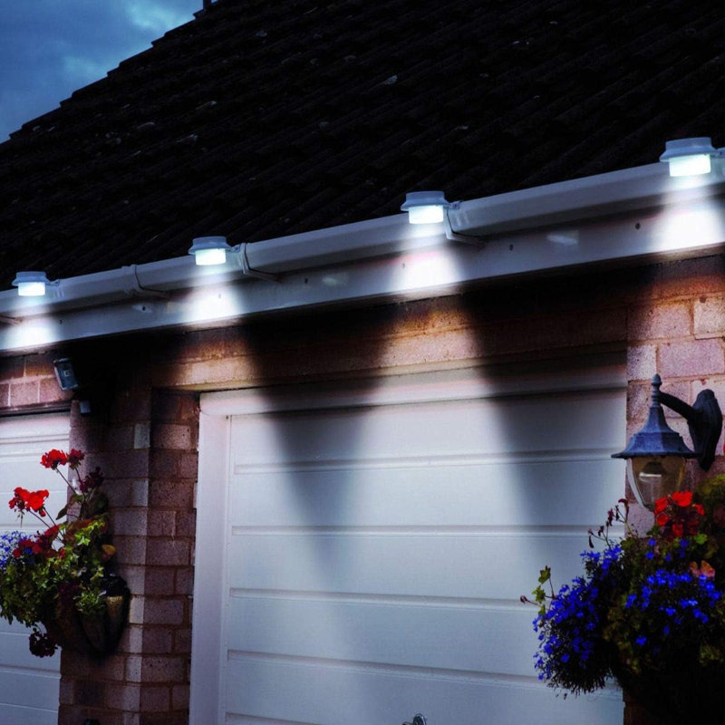 Chrome Solar Powered Integrated LED Outdoor Wall Lantern, White