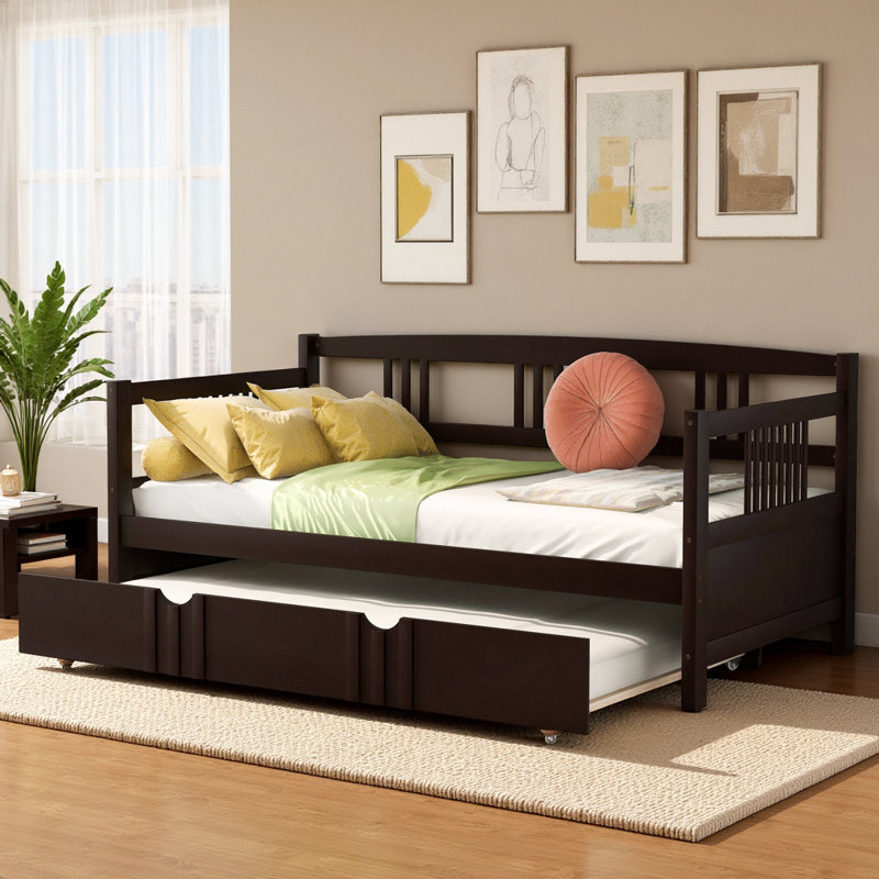 Lit de jour polyvalent classique avec lit gigogne simple - Space-Smart, Lit simple, Espresso