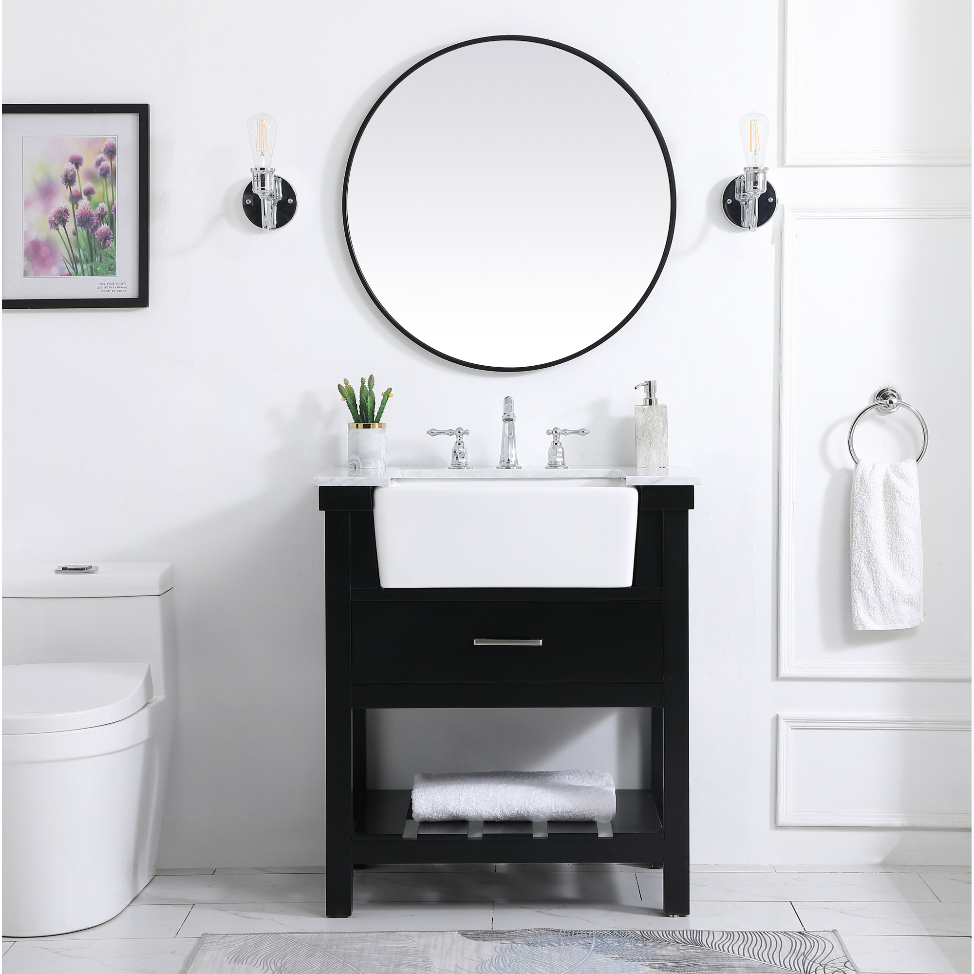 Pelaghia 30'' Single Bathroom Vanity, Black