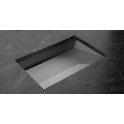 Badeloft 25.2" x 16.1" Rectangular Stone Resin Undermount Ramp Bathroom Sink UB-04-L-GGRY in Glossy Gray