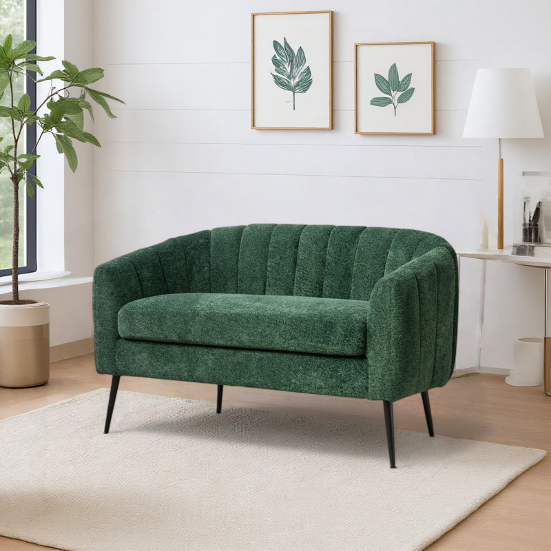 Causeuse capitonnée en chenille l 50 po, Vert