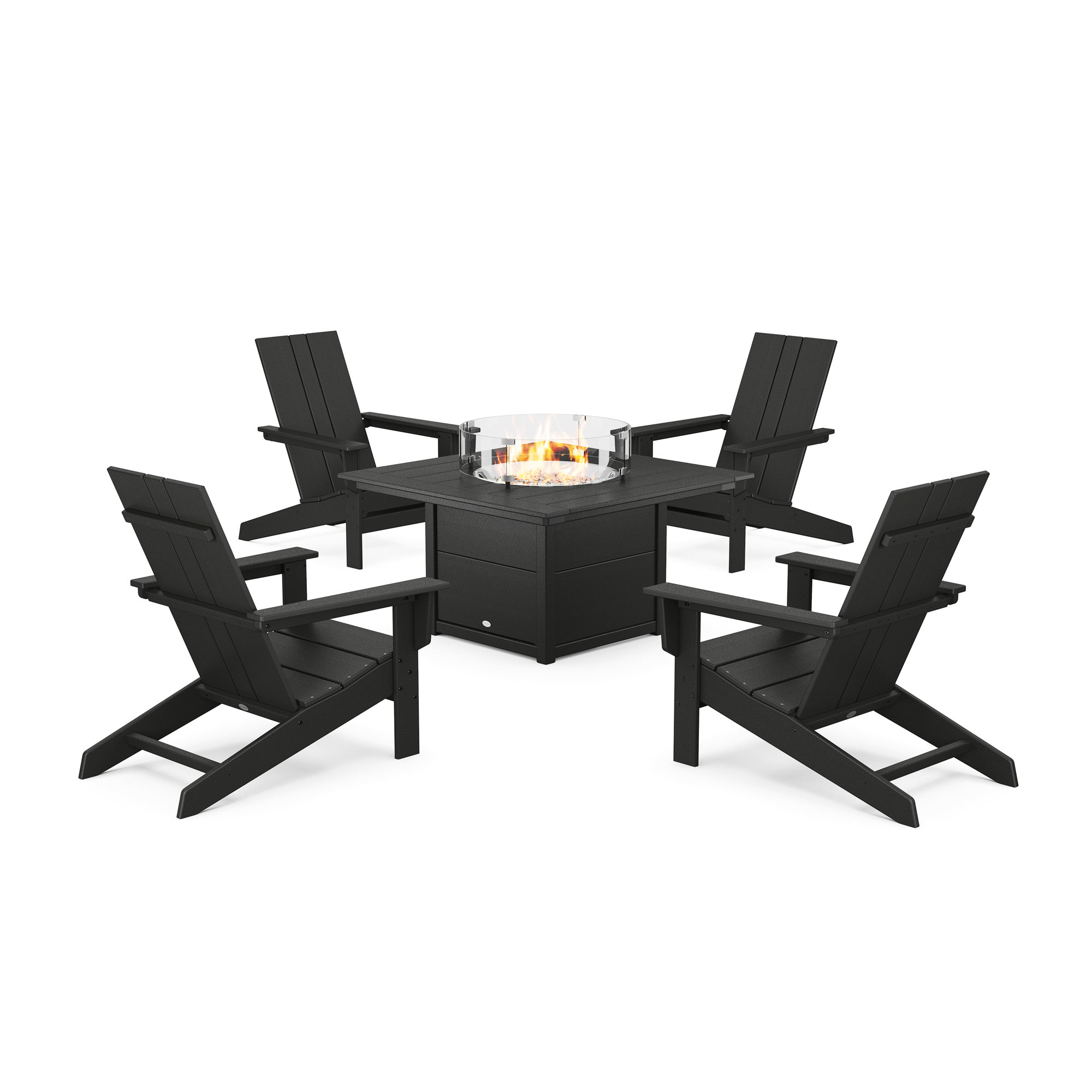 Outdoor Adirondack Chair With Table, Black