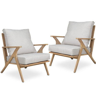 Ensemble de 2 fauteuils de patio et 2 canapés d'extérieur en bois d'acacia