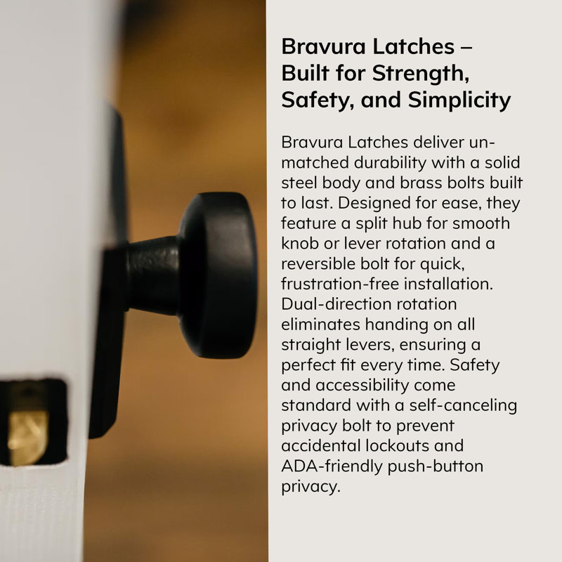 Bravura 906-6 Macon Privacy Knob on Round Contemporary Rose in Satin Nickel, Matte Black, Round