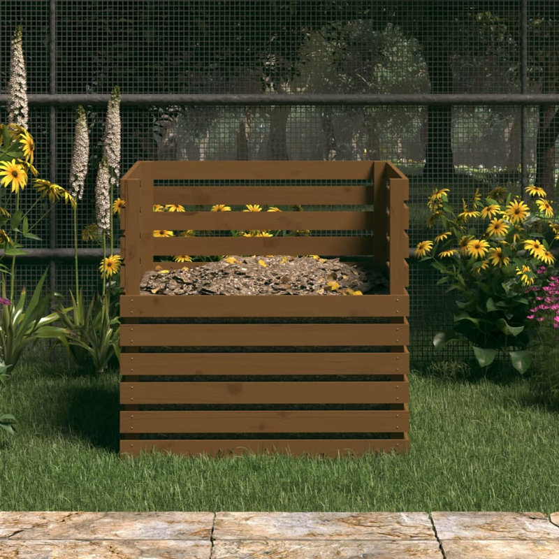Ansar Solid Wood Stationary Composter, 80 x 80 x 78 cm, Brown