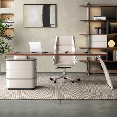 Rectangular Manufactured Wood with 3 drawers desk