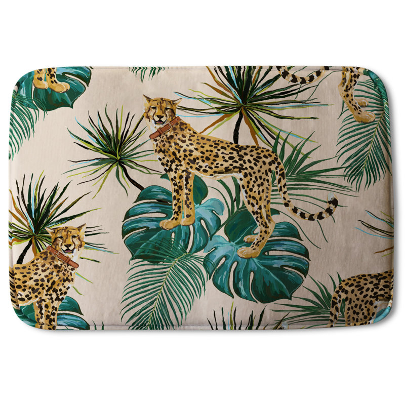 Akhalak Memory Foam Non-Slip Bath Rug, Cheetah Jungle Majesty