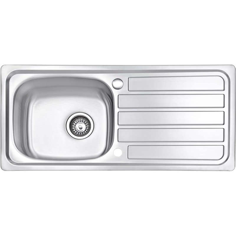 Belfry Kitchen Lytham 430mm W Single Bowl Stainless Steel Inset Kitchen Sink with 2 Faucet Holes