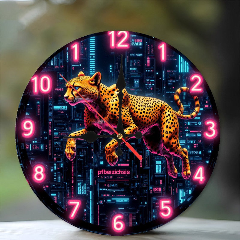Horloge murale néon léopard