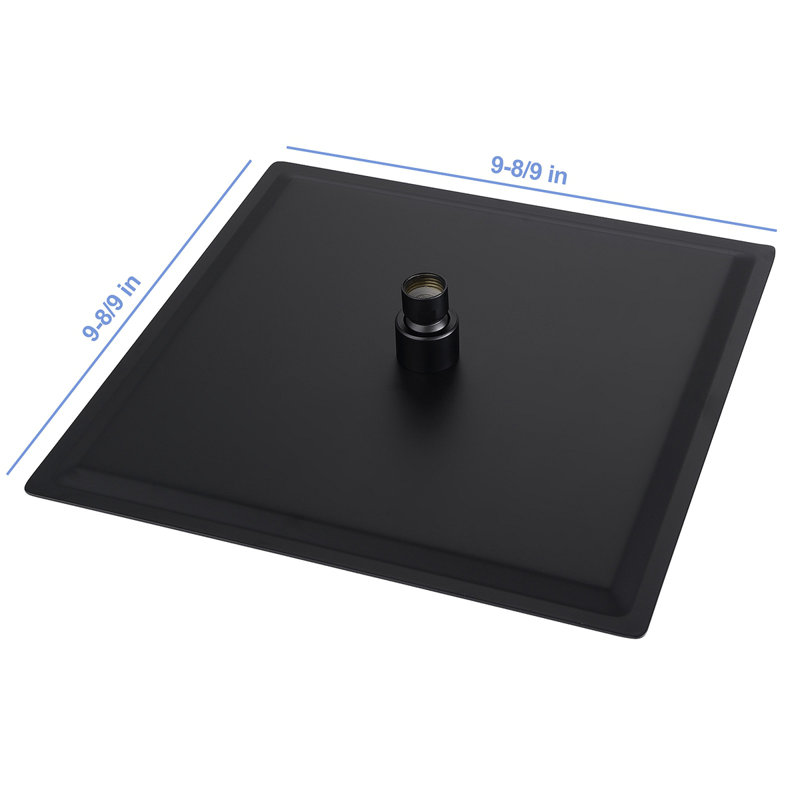 Pomme de douche à pluie carrée 10 po, fixation murale / plafond, Noir mat
