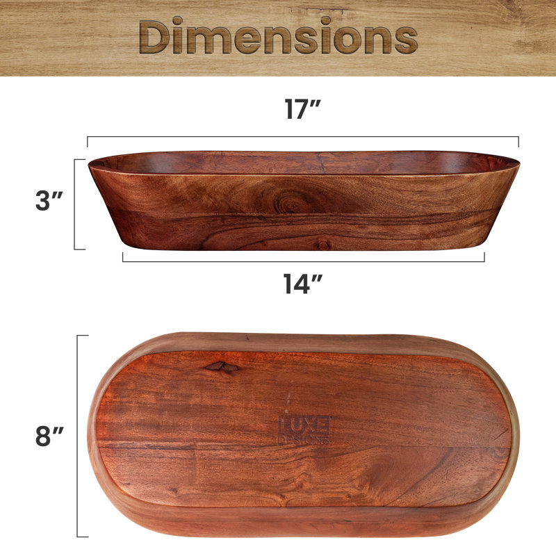 Handcrafted Dark Burnt Acacia Wood Oval Plant Pot