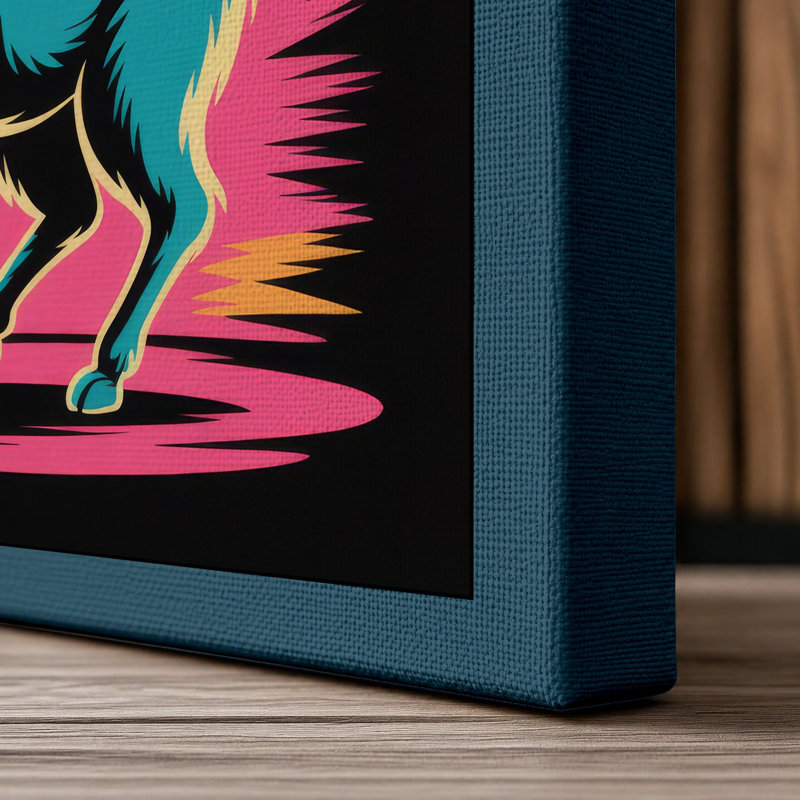 Llama in Starburst Modern - Wrapped Canvas, 24x16 - 61.0 x 40.6 cm, Teal Border