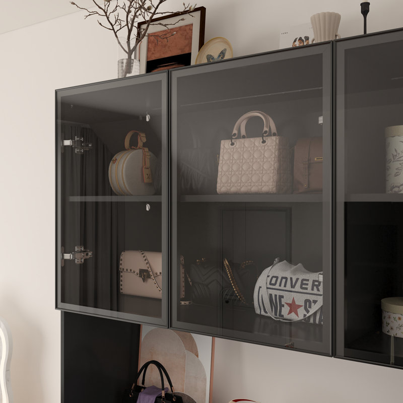 Système de garde-robe à 6 portes avec 3 tiroirs, Noir, noir, noir, noir