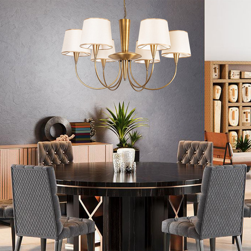 Pomfret 6 - Light Shaded Chandelier, 17cm H x 90cm W x 90cm D