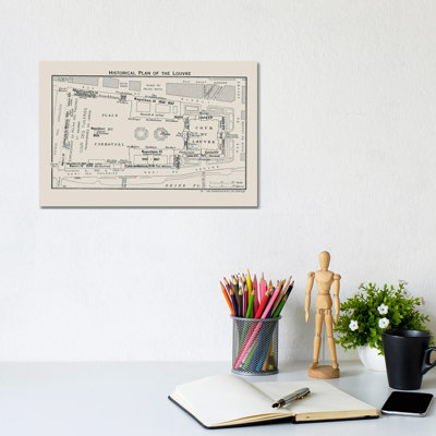 Louvre Museum Floorplan by Bibliotography - Wrapped Canvas Print