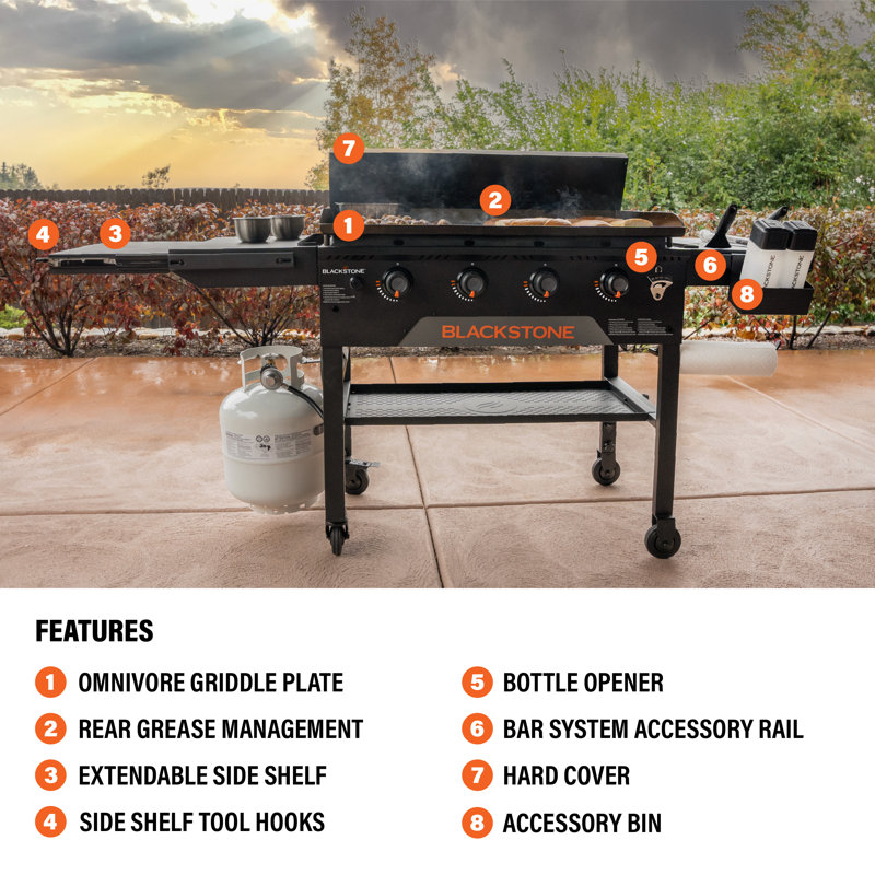 Blackstone 36" Omnivore Griddle with Hard Cover and Extendable Side Shelf