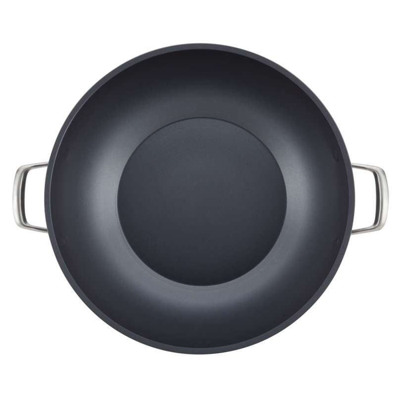 Moonstone Gray 13.5-Inch Hard Anodized Nonstick Wok with Lid