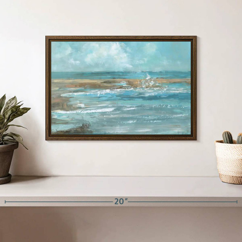 Breaking Waves IV, 13 po x 9 po, Cadre flottant en noyer