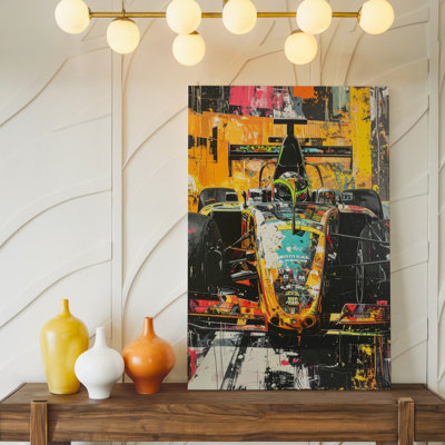 Wall Art Canvas Abstract Formula 1 Car Vibrant Racing Motion Art Ready To Hang Gallery Wrapped Home Decor Modern Design Premium Quality