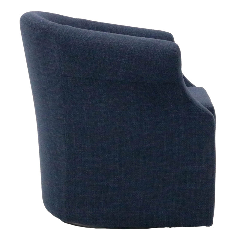 Buril Upholstered Swivel Barrel Chair, Navy Polyester Blend