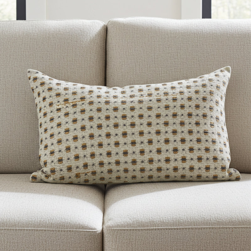 Coussin de luxe à motif de pointe Haven, 12 po x 25 po, Coussin lombaire