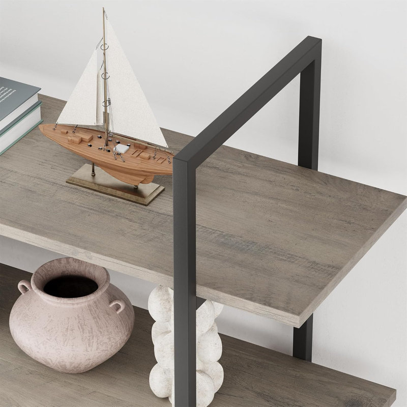 Bookshelf, 5 Tier Shelf Bookcase, Tall Bookshelf with Storage, Grey