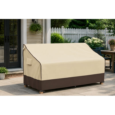 Housse imperméable pour sofa de patio 3 places, housse de canapé d'extérieur robuste, 183 cm L x 81 cm P x 89 cm H, marron et kaki
