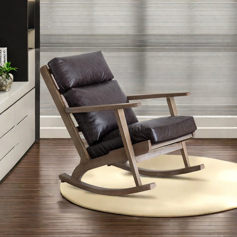 Quality solid oak rocking chair, Black, Dark Brown