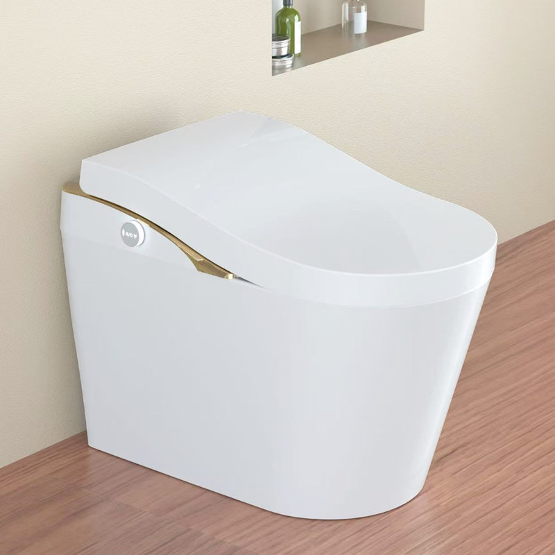 Smart Bidet Toilet With Auto Flush, Automatic Lid Open/Close, Heated Seat, Warm Water Wash, Air Dry, Foam , Foot Sensor, Comfort Height, - Saving Technology, Built In Deodorizer, Posterior Wash