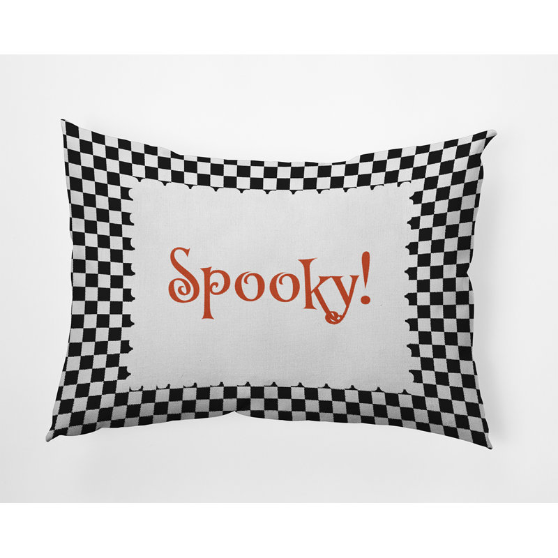Checkered Outdoor Reversible Throw Pillow, Black