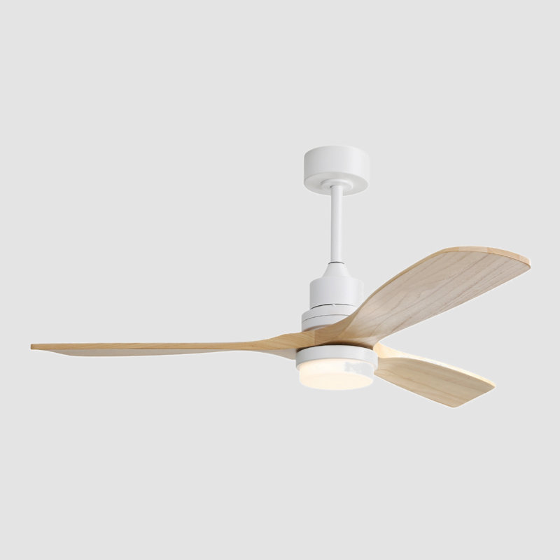 Laelah 52'' Ceiling Fan with LED Lights, White, Natural