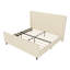 50.7'' High Headboard Corduroy Upholstered Bed Frame With Vertical Stripe Wingback And High Footboard No Box Spring Needed, King Size, Cream