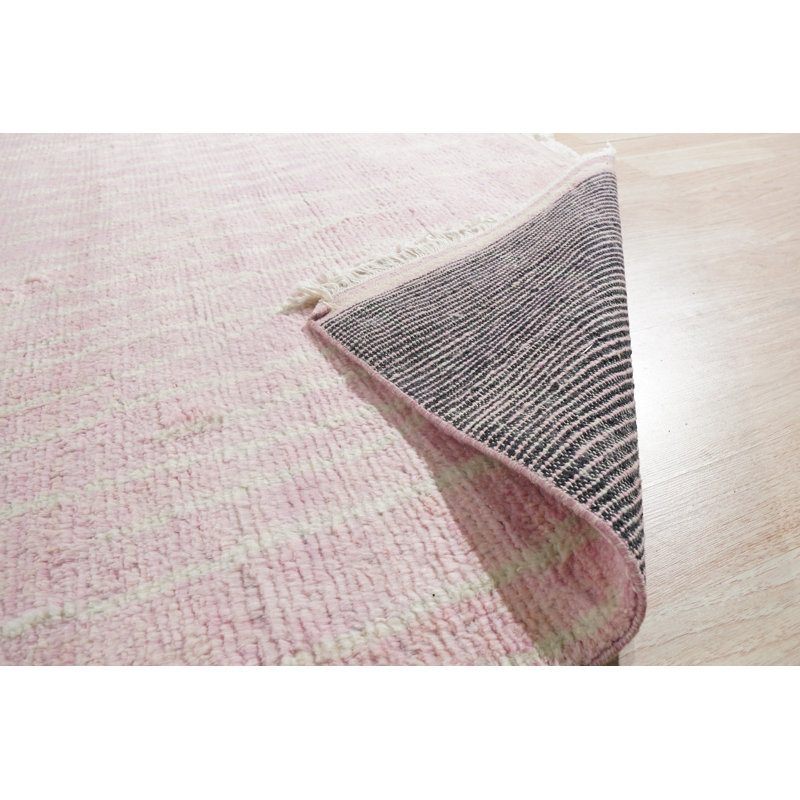 Rhea Moroccan Pink Hand Knotted Wool Transitional Contemporary Area Rug, Runner 4' x 12'
