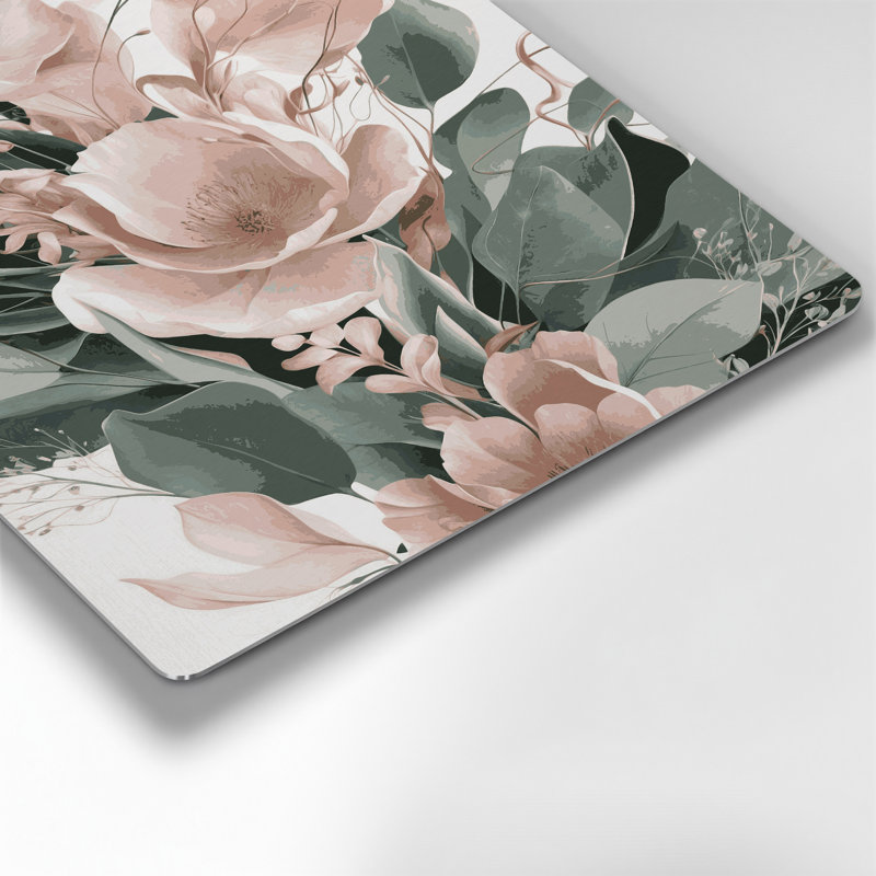 Abstrait floral 16, art mural en métal beige, H 16 po x l 16 po