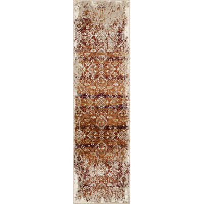 8' Runner Rust Oriental Runner Rug