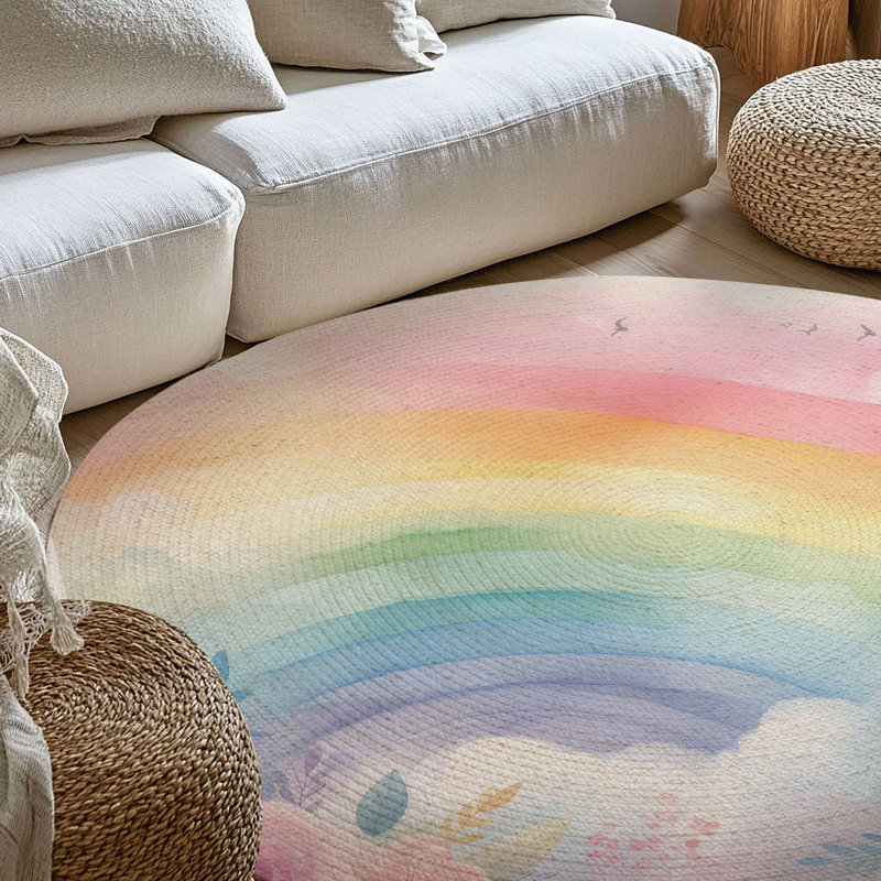 Tapis tressé Gradient Splash, Rond 5 pi