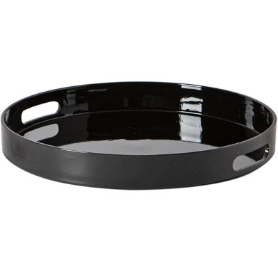 Tableware 33cm Round Melamine Serving Tray with Handles, Decorative Breakfast Tray for Snacks & Drinks