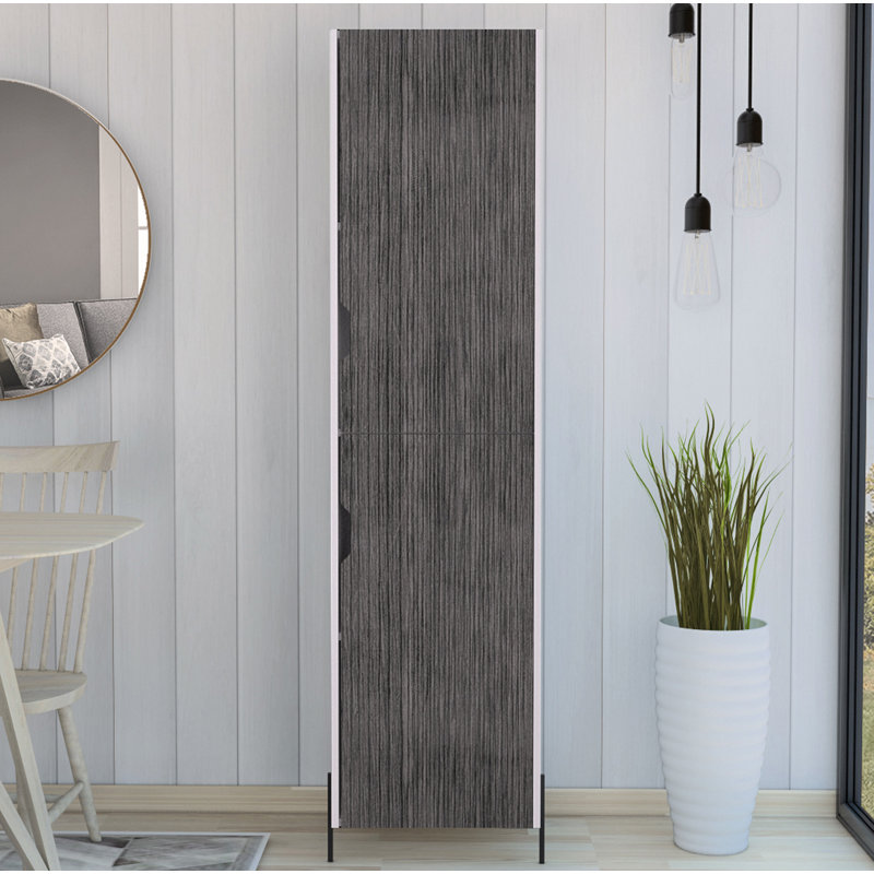 Iyana White and Grey Oak 2 -Door 4 -Shelf Cabinet