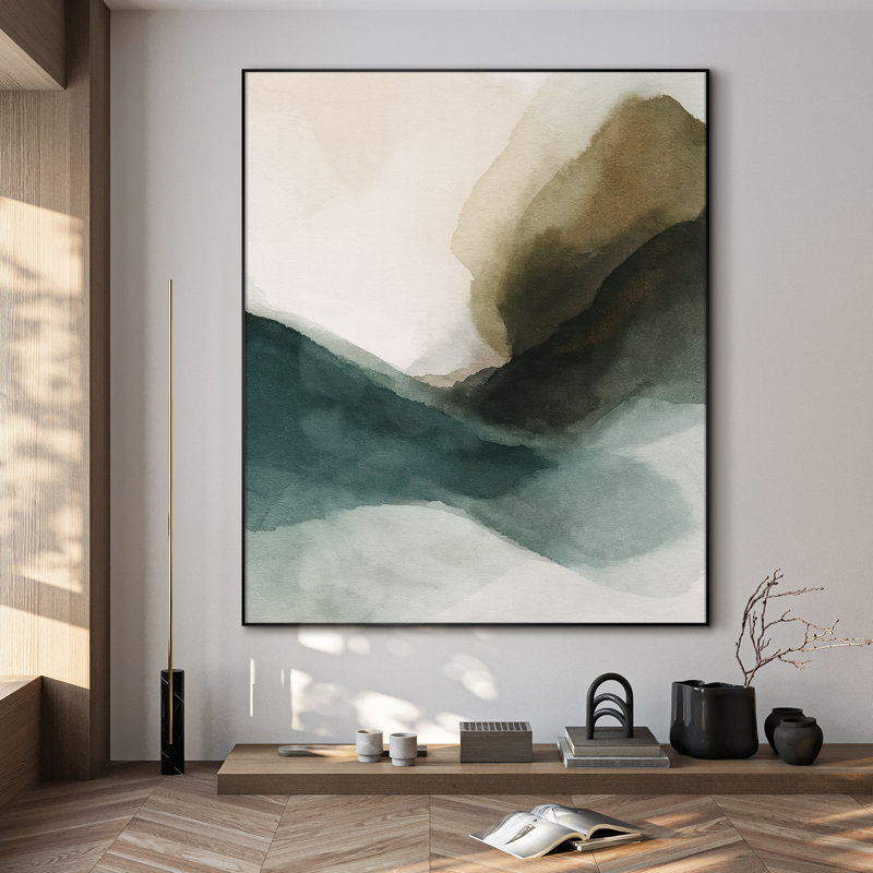 Extra Large Wall Art Fabric Print - Modern Neutral Abstract for Contemporary Home Artwork Decor for Living Room or Bedroom - "Frame Assembly Required (Unfinished Frame)"