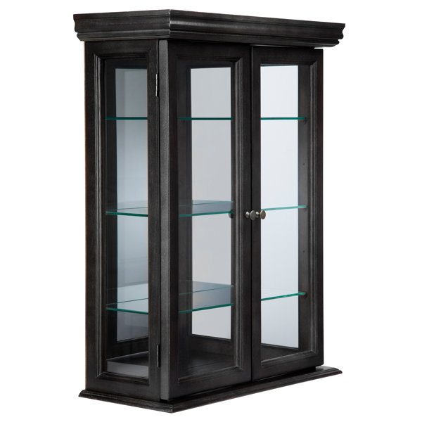64 in. x 17 in. x 14.5 in. Black 4-Layer Clear Glass Display Cabinet Curio Cabinet