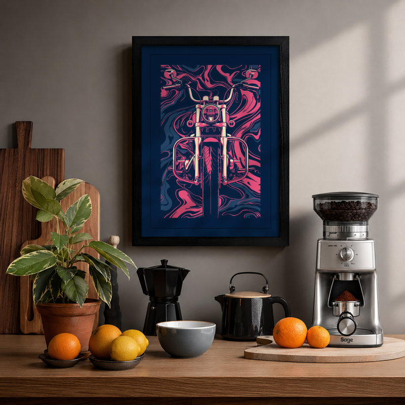 Pink Motorcycle Energy Modern - Print, Black, A3 - 42.0 x 29.7 cm