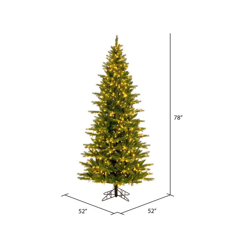 Vickerman Balsam Spruce Slim Artificial Christmas 6.5' H Lighted Artificial Pine Christmas Tree