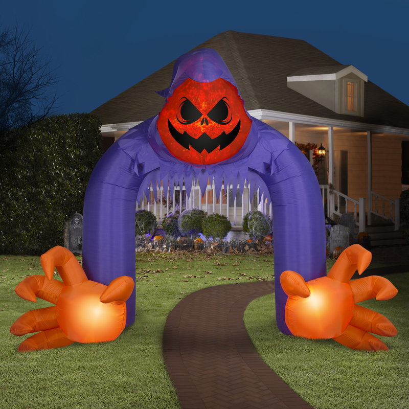 10-Foot Purple and Orange Inflatable Reaper Archway with Lights