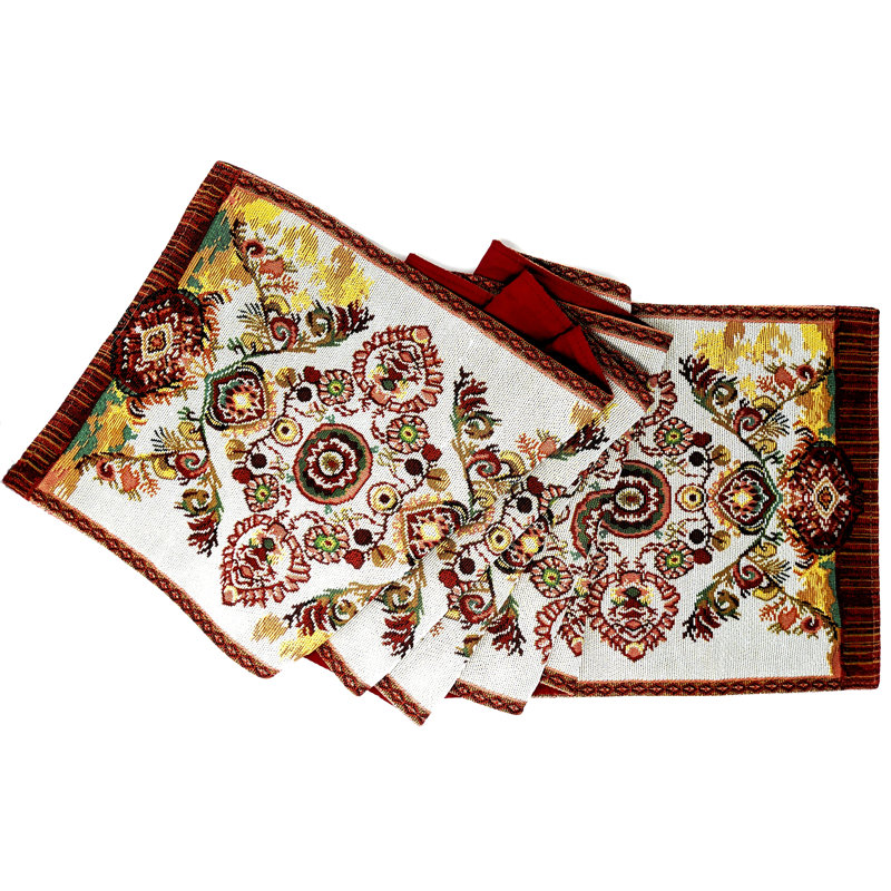Paisley Cotton Blend Table Runner, 90" L x 1" W, Multi